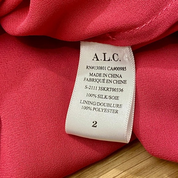 A.L.C. Kade Silk Crepe Smocked Paisley Tiered Ruffle Mini Skirt Country Brick 2 - Picture 6 of 7